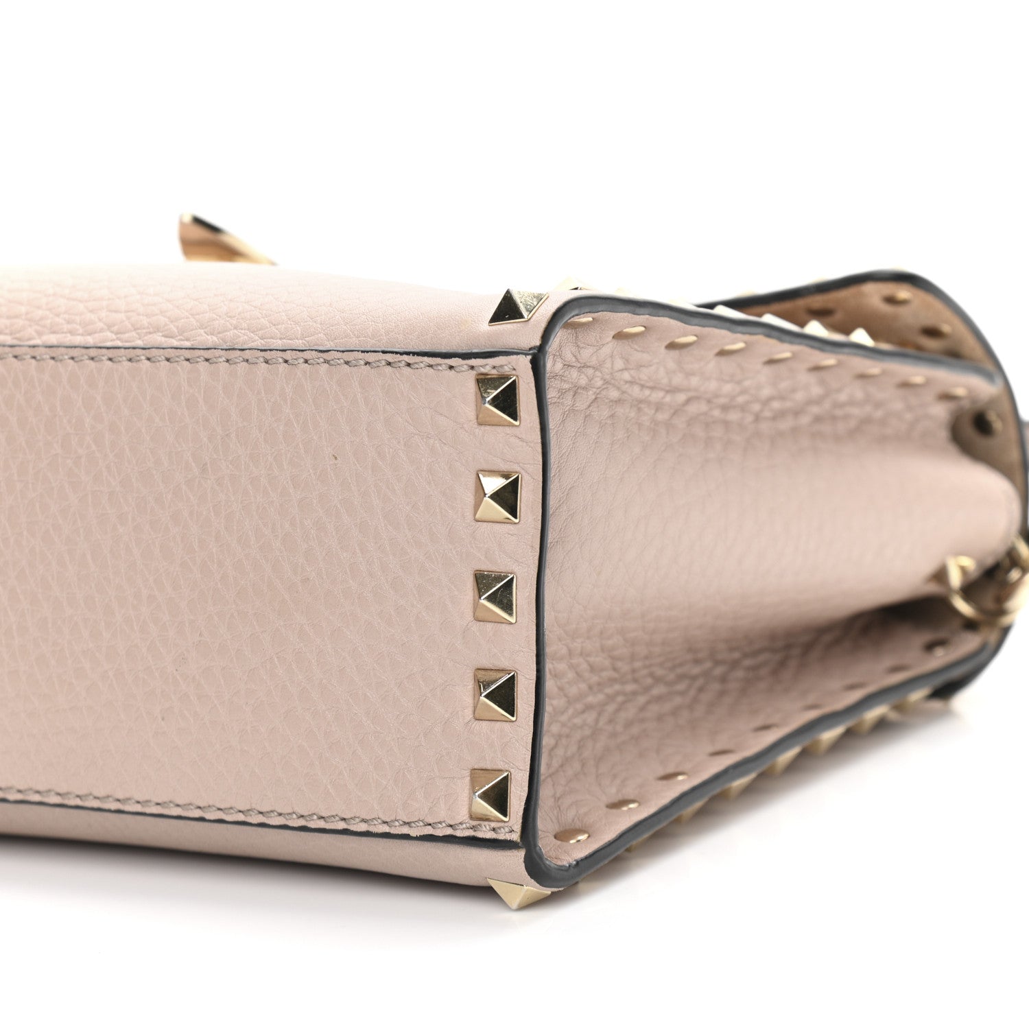 Valentino Garavani Pebbled Calfskin Small Rockstud Single Handle Flap Bag Poudre 10 of 14