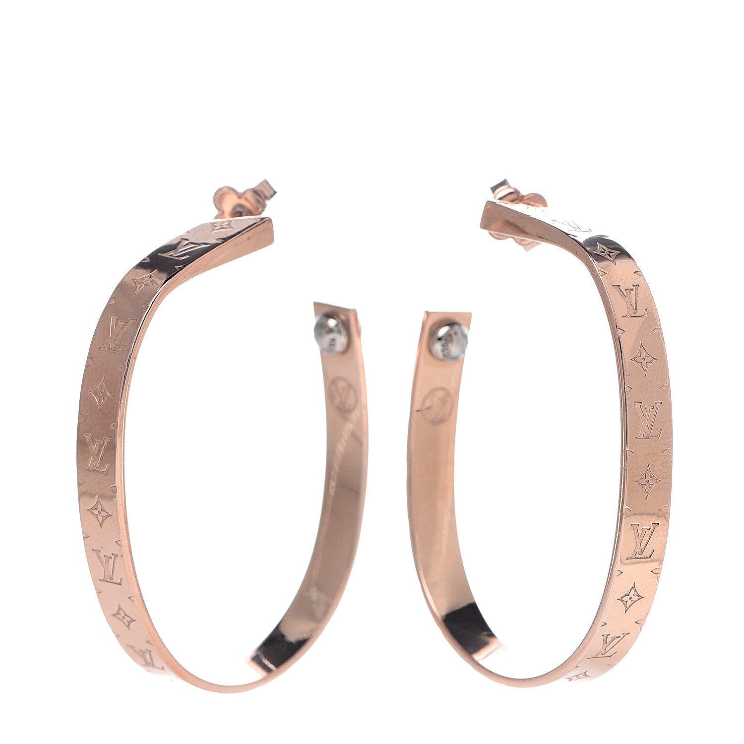 Louis Vuitton Nanogram Hoop Earrings Pink Gold 1 of 5