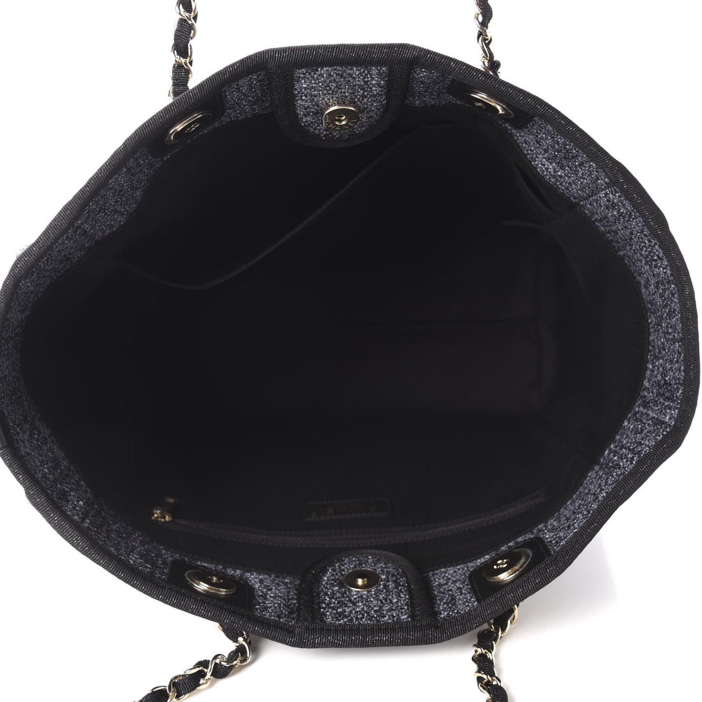 Woven Straw Raffia Small Deauville Tote Charcoal
