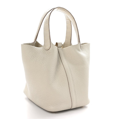 Hermes Taurillon Clemence Matte Alligator Picotin Lock Touch 18 PM Beton 3 of 13
