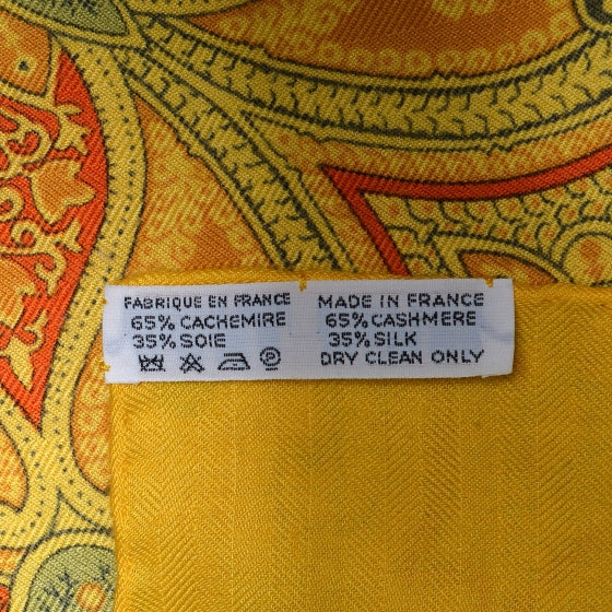 Cashmere Silk Cachemire Ancien Scarf Yellow 140