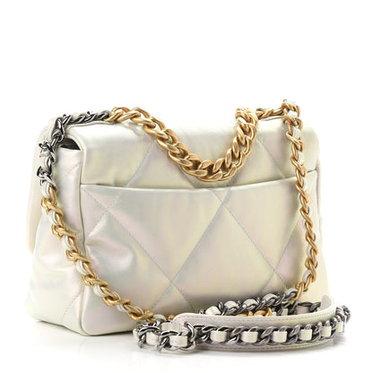 Chanel Iridescent Calfskin Quilted Medium Chanel 19 Flap White 3 of 9