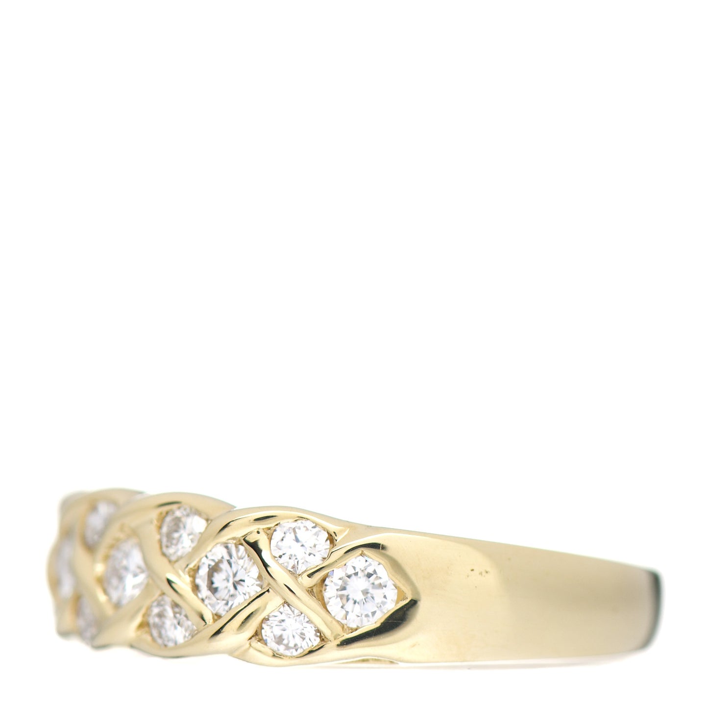 18K Yellow Gold Diamond Woven Band Ring 53 6.5