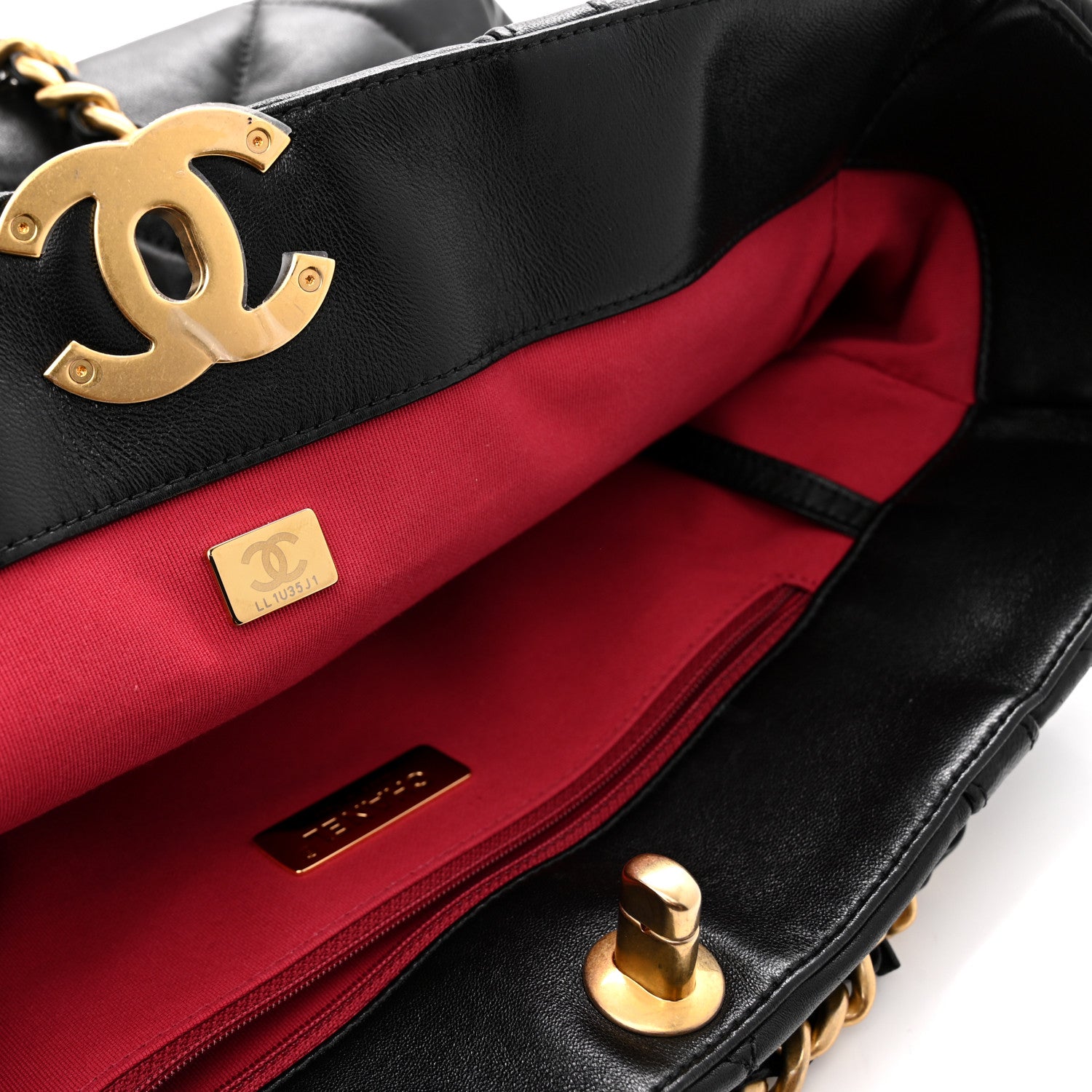 Chanel Lambskin Quilted Chanel 19 East West Shopping Bag Black 7 of 11