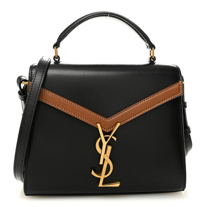 Saint Laurent Calfskin Mini Classic Monogram Cassandra Top Handle Black Tan 1 of 10