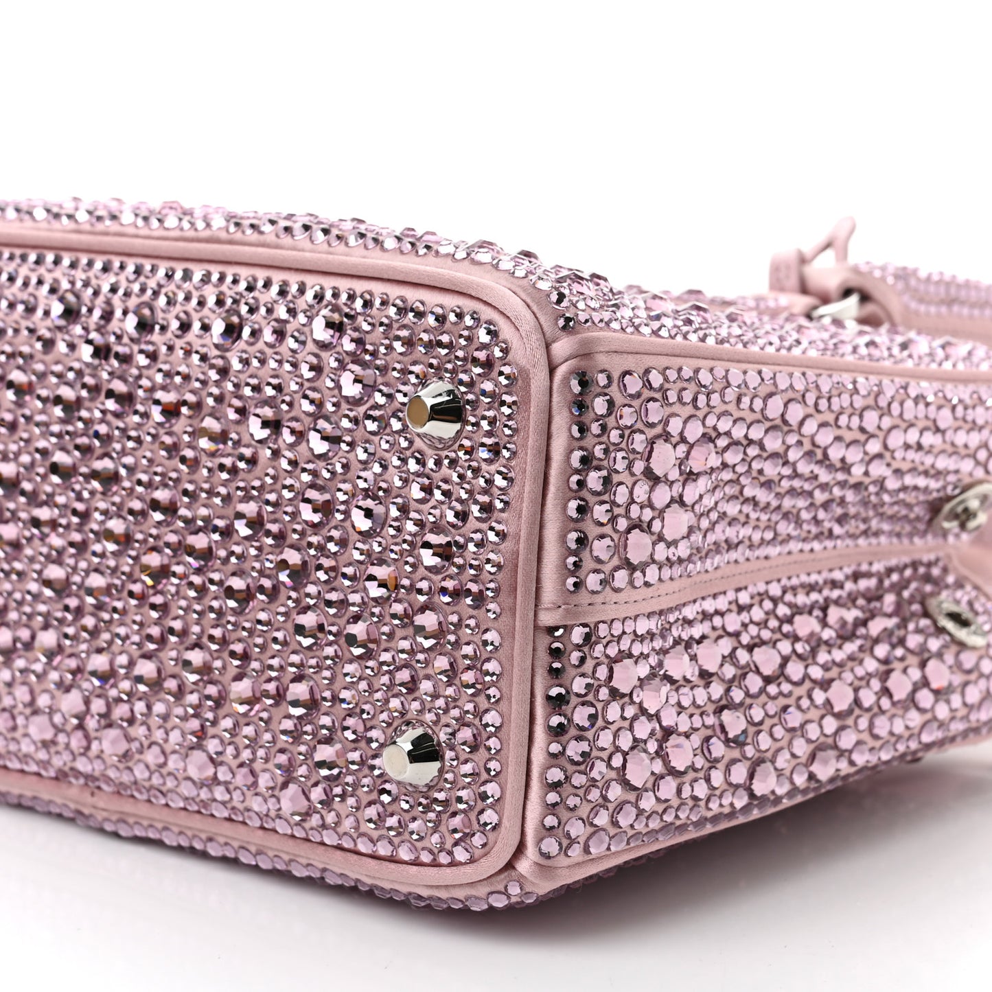Satin Crystal Mini Galleria Double Zip Tote Alabastro