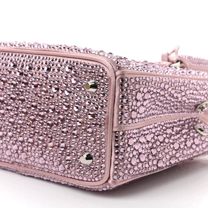 Prada Satin Crystal Mini Galleria Double Zip Tote Alabastro 9 of 9