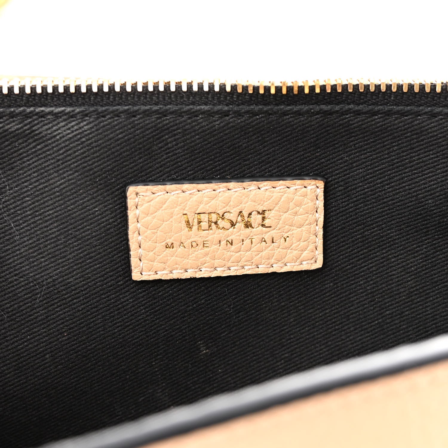 Versace Grainy Calfskin Virtus Chain Crossbody Beige 6 of 12