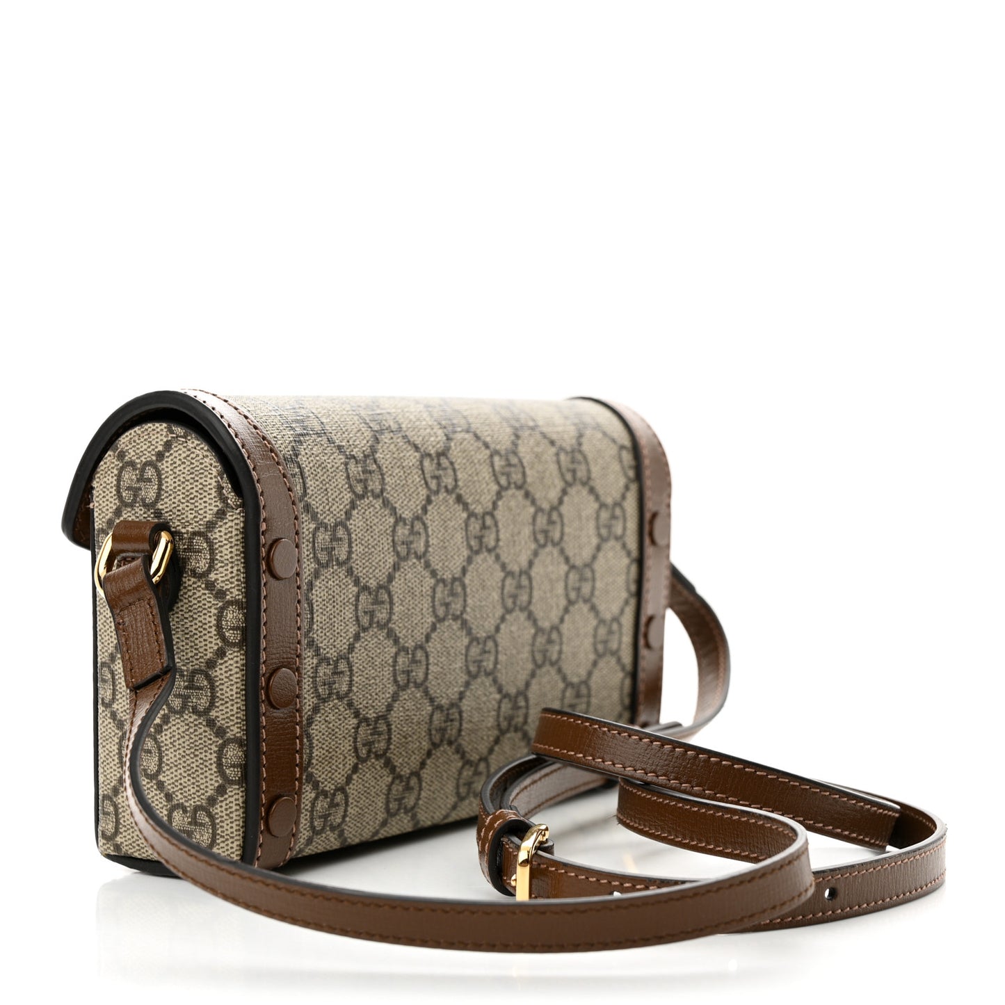 GG Supreme Monogram Mini Horsebit 1955 Shoulder Bag Beige Brown Sugar