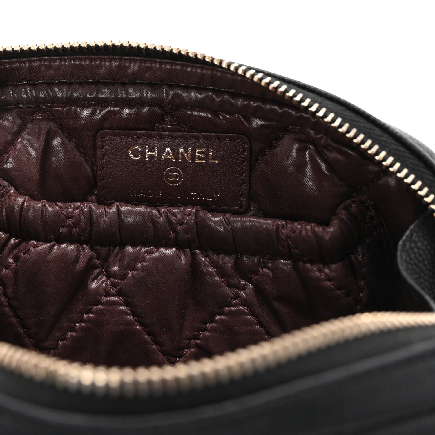 Chanel Lambskin Quilted Small Curvy Pouch Cosmetic Case Black 6 of 8