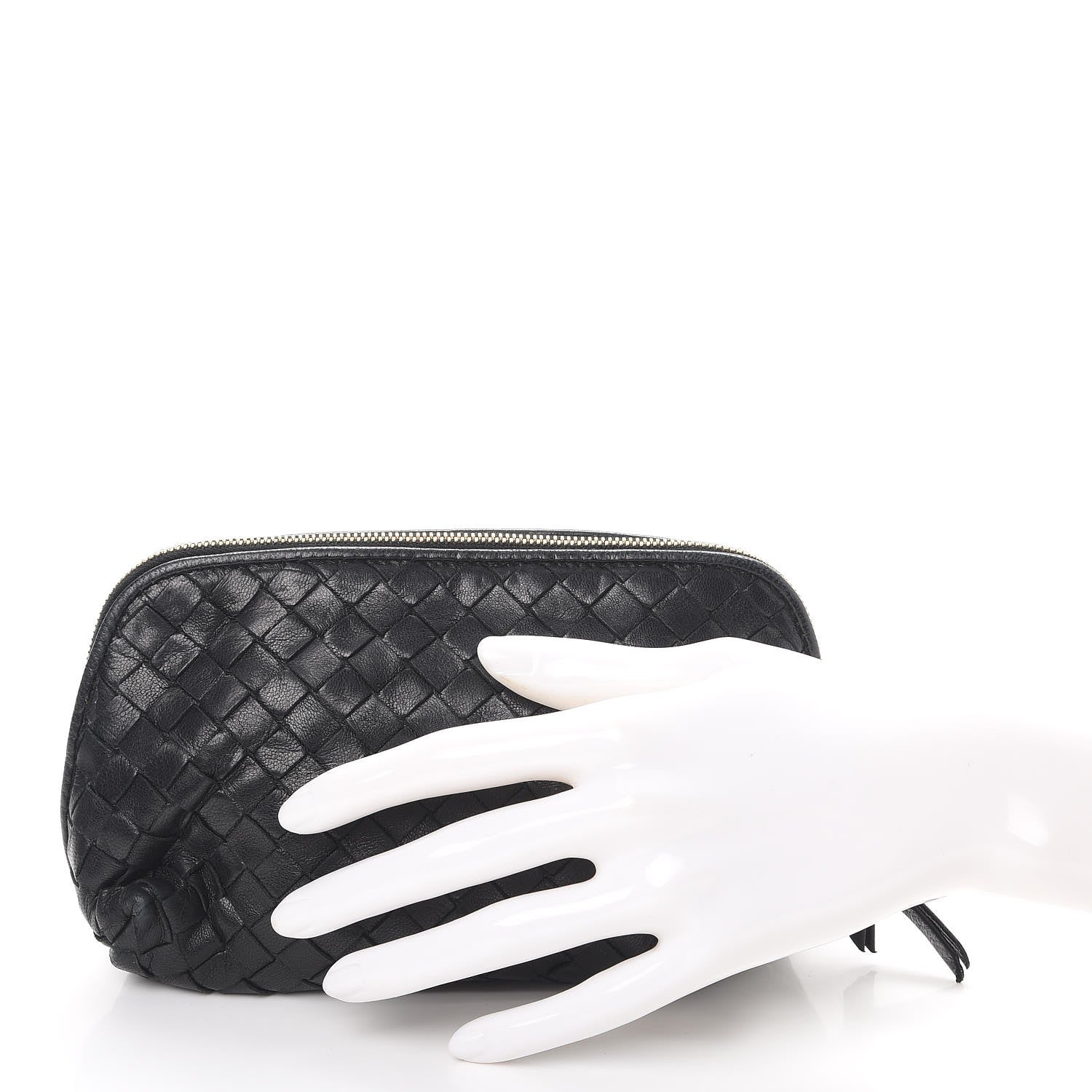 Bottega Veneta Nappa Intrecciato Medium Cosmetic Pouch Bag Black 2 of 11