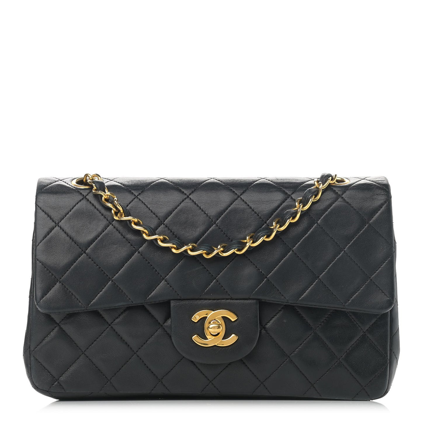 Lambskin Quilted Small Double Flap Black