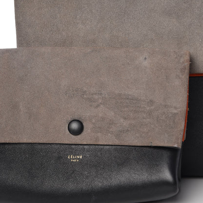 Celine Calfskin Suede All Soft Shoulder Bag Grey Bright Orange Black 15 of 15