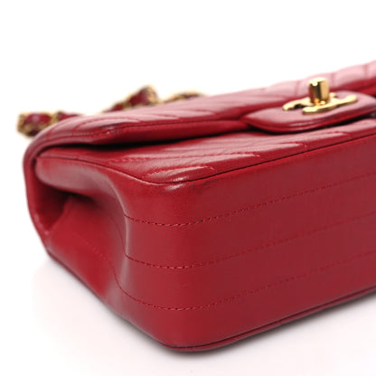 Chanel Lambskin Chevron Quilted Mini Rectangular Flap Red 9 of 15