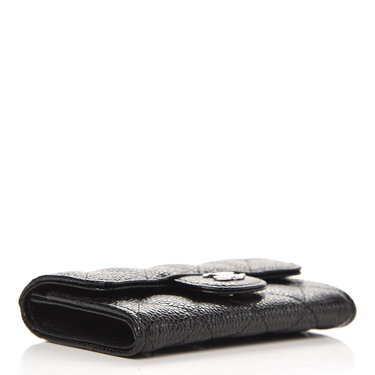 Caviar Quilted Flap Card Holder Black