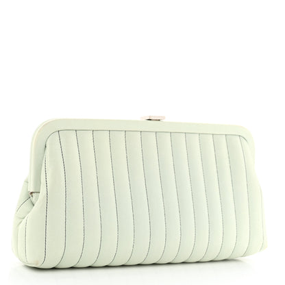 Chanel Lambskin Vertical Quilted Mademoiselle Clutch Light Green 3 of 10