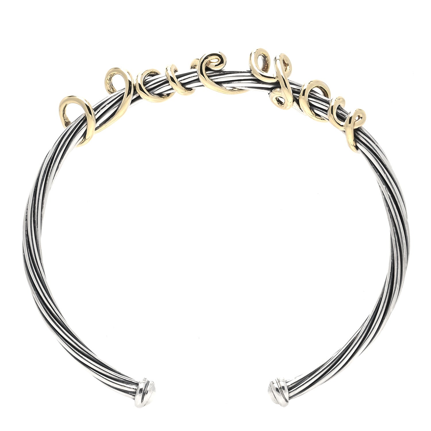 David Yurman Sterling Silver 14K Yellow Gold DY Whispers I Love You Bracelet 1 of 6