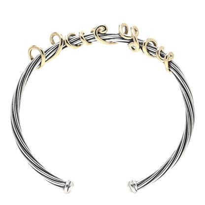 David Yurman Sterling Silver 14K Yellow Gold DY Whispers I Love You Bracelet 1 of 6