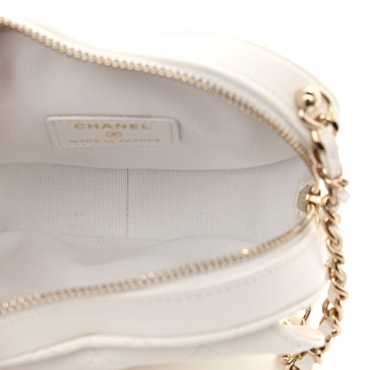 Chanel Lambskin Quilted CC In Love Heart Clutch With Chain White 5 of 10