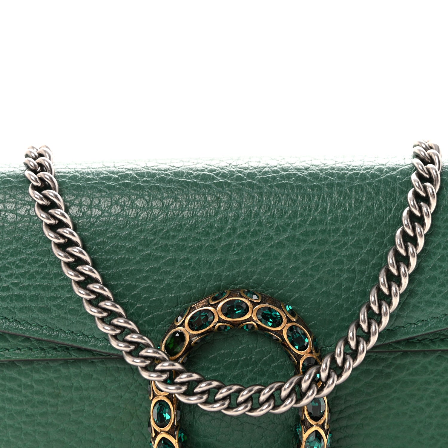 Gucci Dollar Calfskin Crystal Super Mini Dionysus Shoulder Bag Emerald 7 of 9