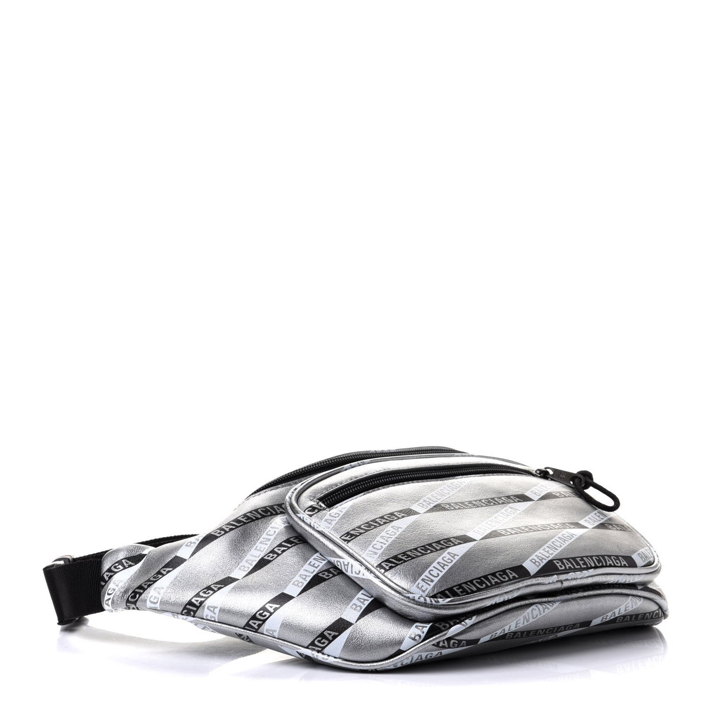 Metallic Calfskin Losange Monogram Explorer Belt Bag Silver Black White
