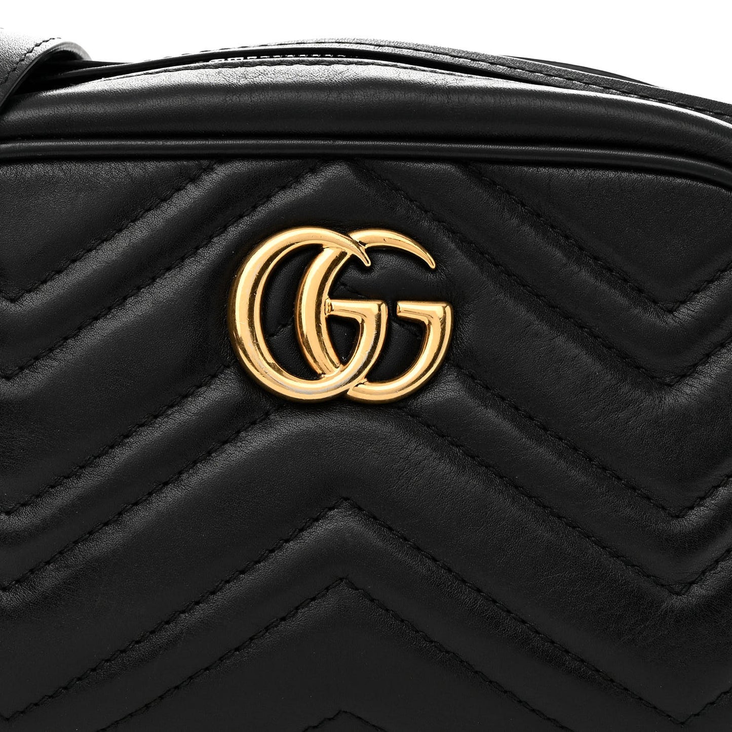 Calfskin Matelasse Mini GG Marmont Chain Shoulder Bag Black