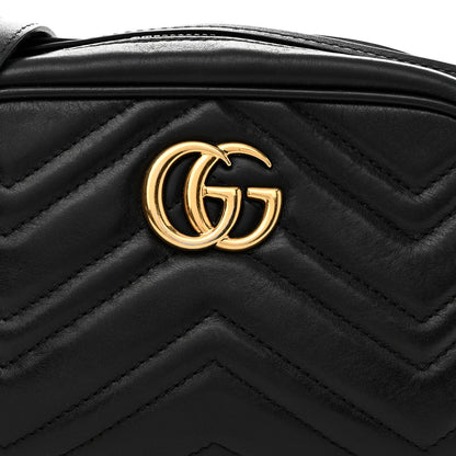 Gucci Calfskin Matelasse Mini GG Marmont Chain Shoulder Bag Black 8 of 13