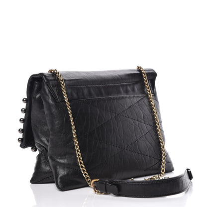 Lanvin Lambskin Quilted Metal Pearl Mini Sugar Flap Shoulder Bag Black 3 of 9