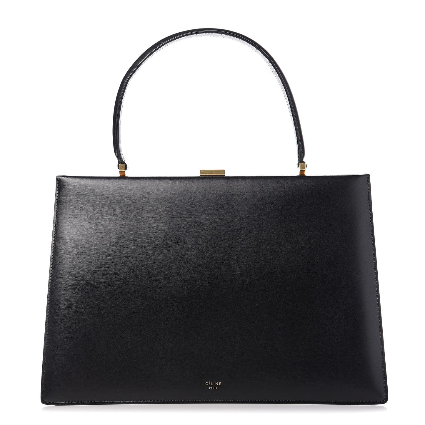 Box Calfskin Medium Clasp Bag Black