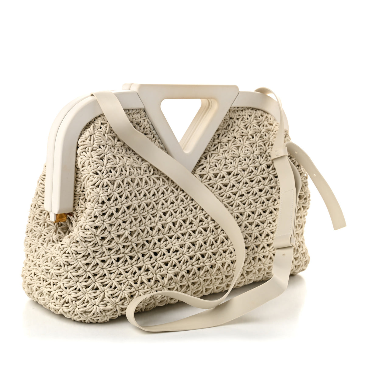 Rubber Crochet Medium The Point Triangle Bag Chalk