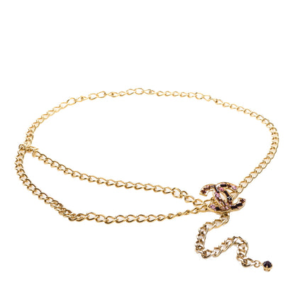 Chanel Metal Chain Crystal CC Embellished Belt Gold Multicolor 1 of 3