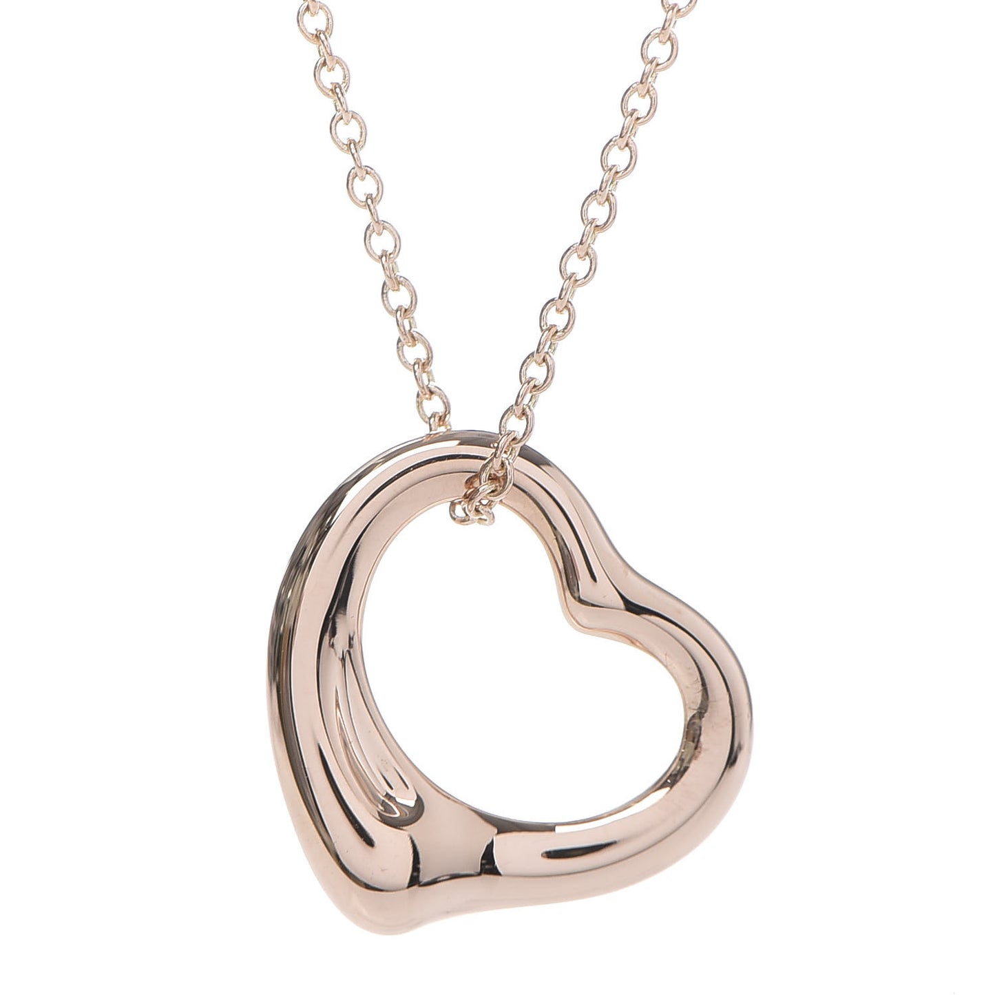 18K Rose Gold 16mm Elsa Peretti Open Heart Pendant Necklace
