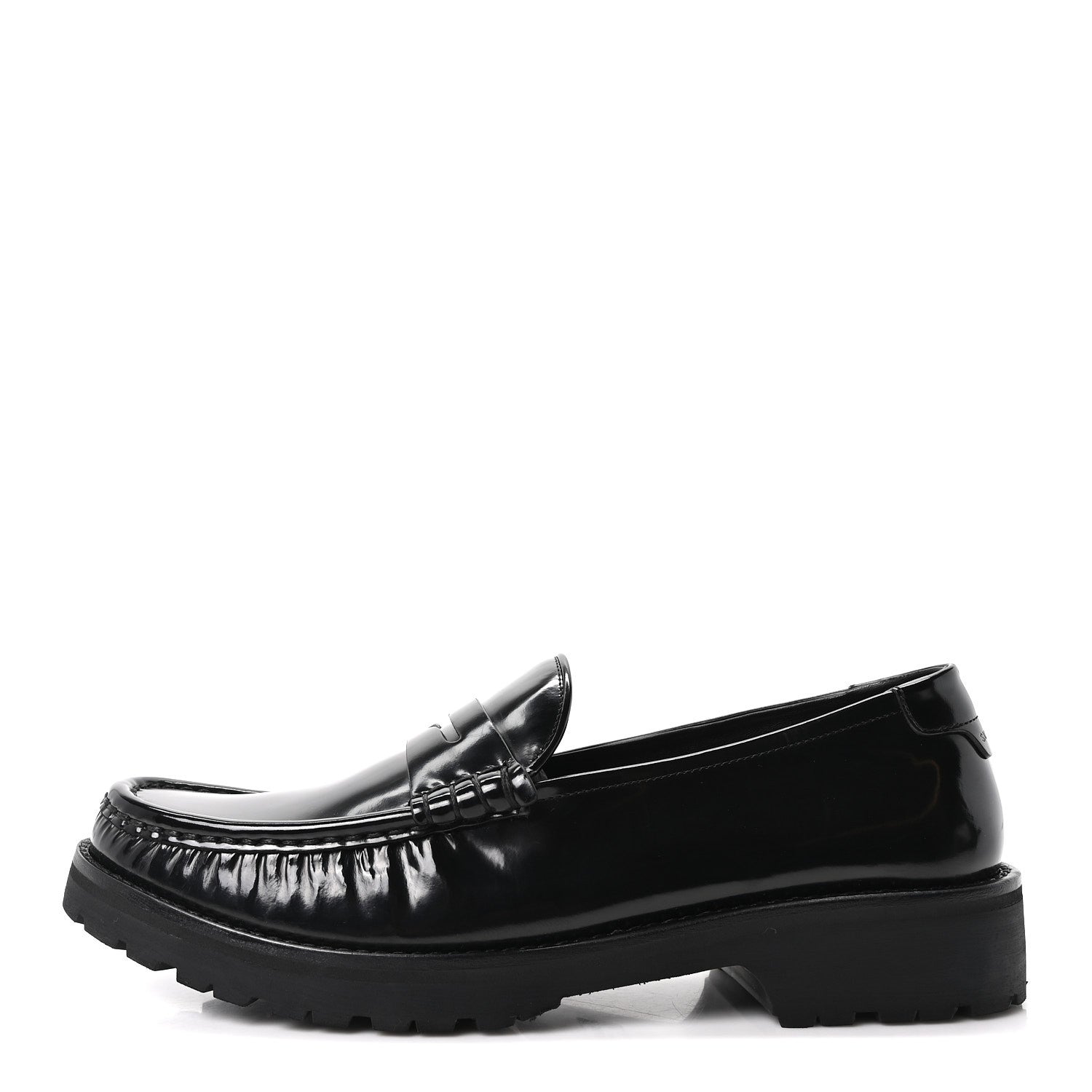 Saint Laurent Glazed Calfskin Mens Master Le Loafer 15 Moccassins 43 Black 1 of 10
