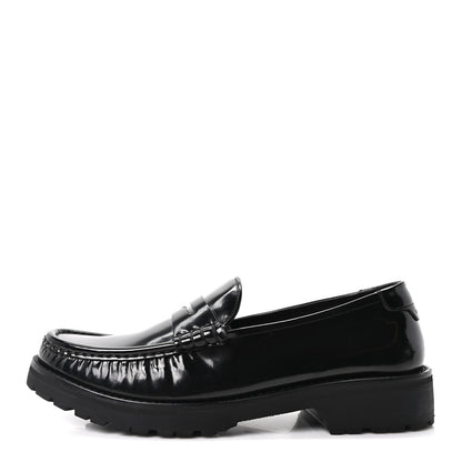 Saint Laurent Glazed Calfskin Mens Master Le Loafer 15 Moccassins 43 Black 1 of 10