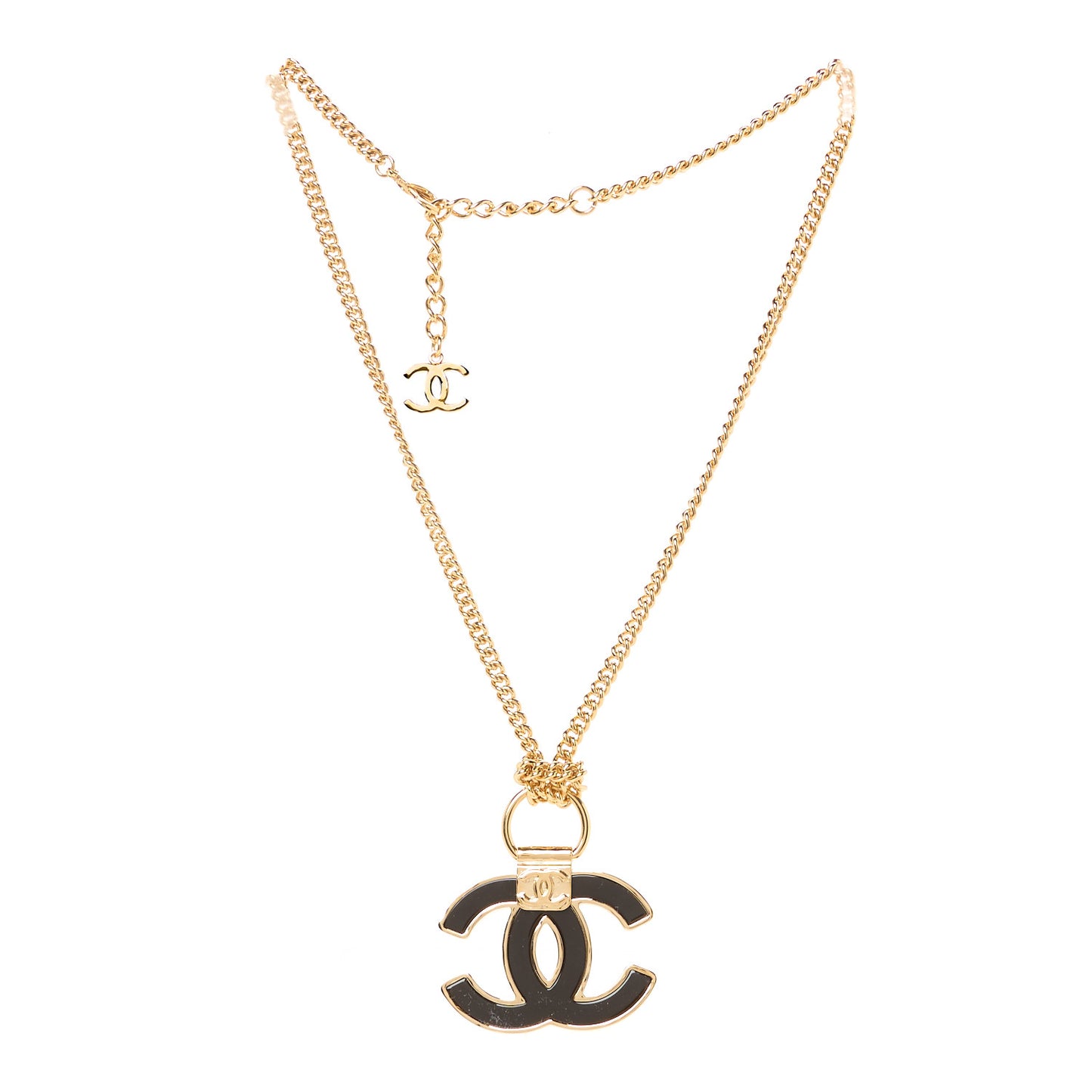 Metal Resin CC Pendant Necklace Gold