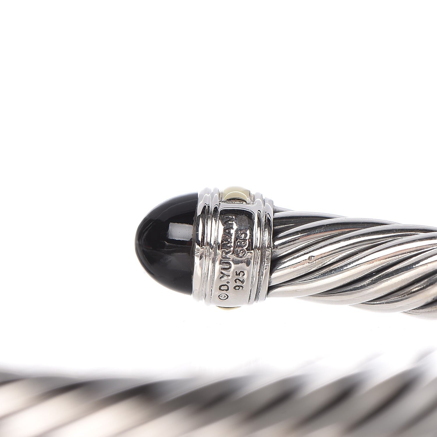 David Yurman Sterling Silver 14K Yellow Gold Black Onyx 7mm Cable Classics Bracelet 3 of 4