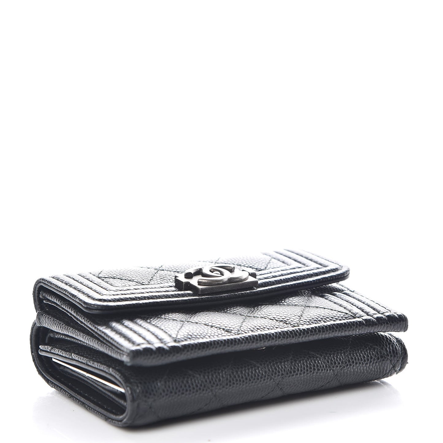 Caviar Quilted Small Boy Flap Wallet Black