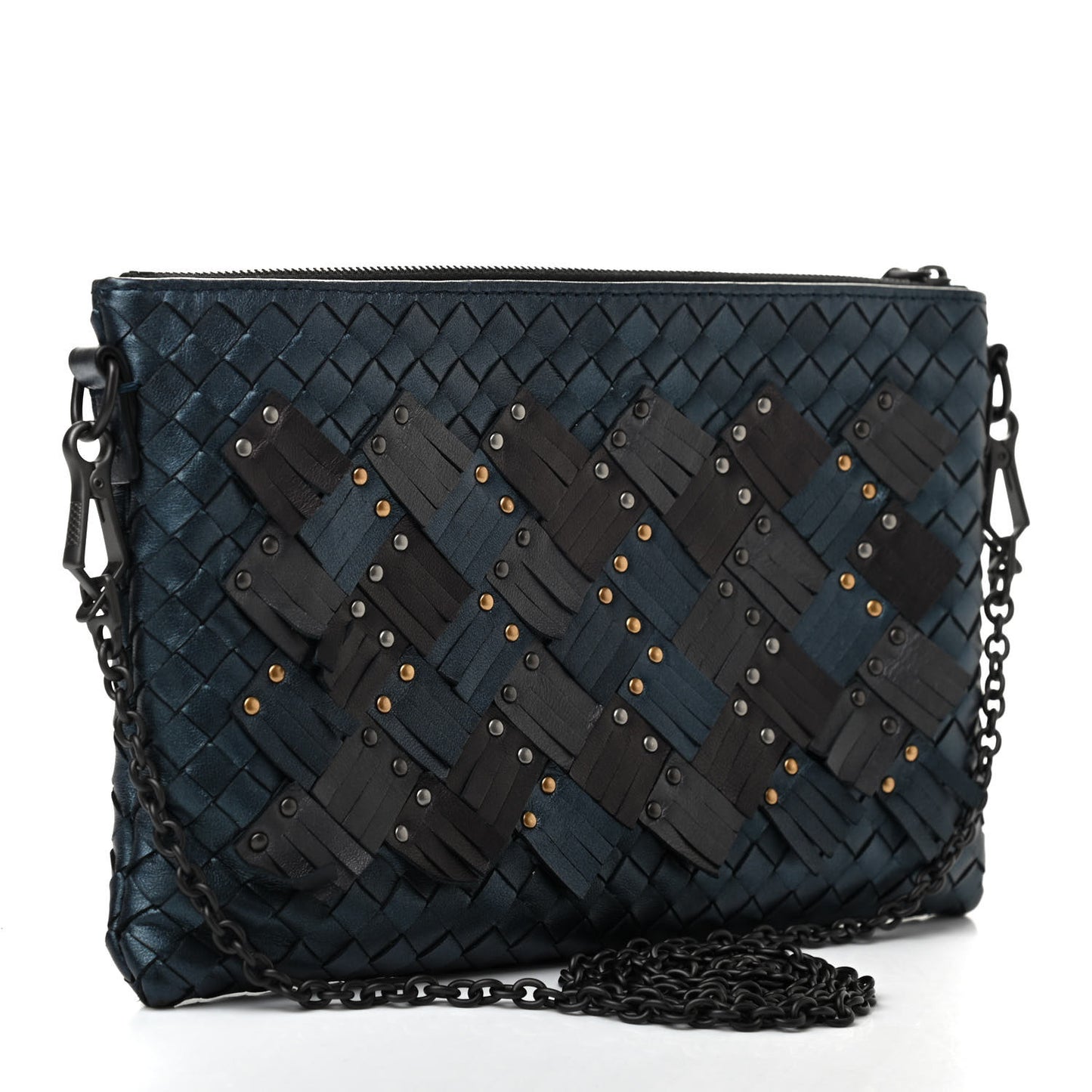 Nappa Intrecciato Studded Biletto Chain Crossbody Multicolor
