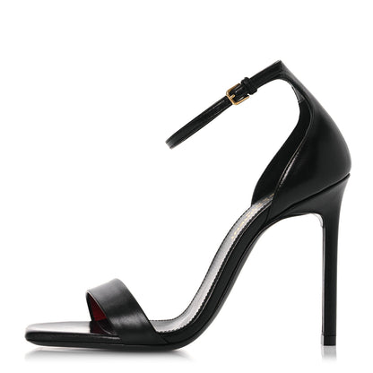 Saint Laurent Calfskin Amber 105 Ankle Strap Sandals 34.5 Black 1 of 13