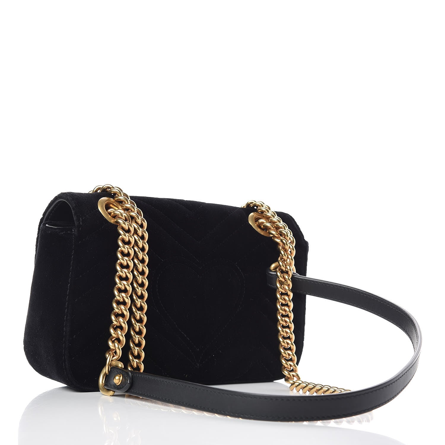 Gucci Velvet Matelasse Mini GG Marmont Shoulder Bag Black 3 of 10