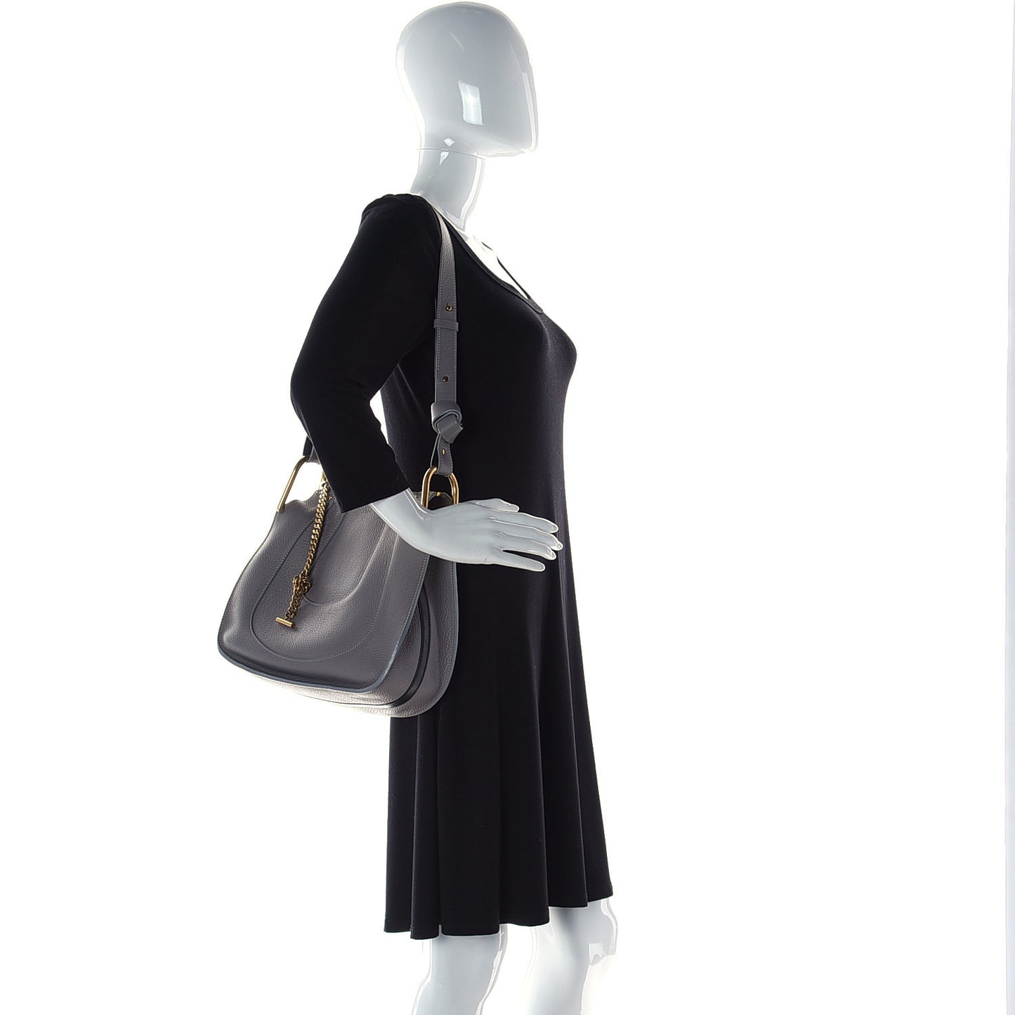 Grained Calfskin Small Hayley Hobo Cashmere Grey