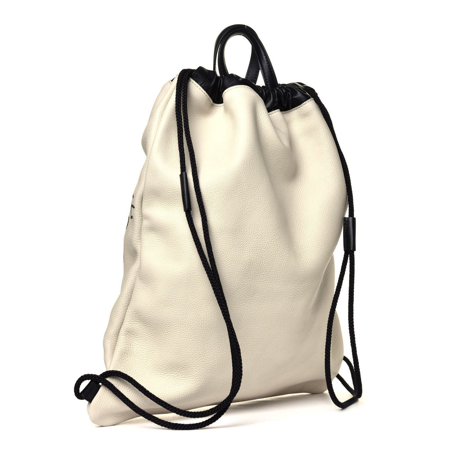 Calfskin Coco Capitan Logo Drawstring Backpack Mystic White