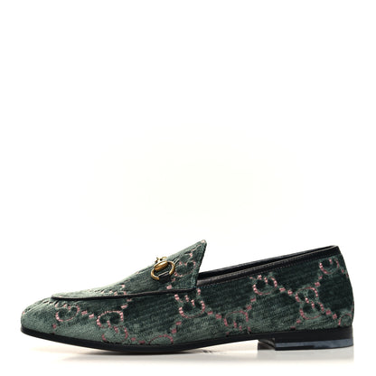 Gucci Velvet Malaga Kid GG Monogram Horsebit Womens Jordaan Loafers 37 Avio Dusty Pink Black 1 of 9