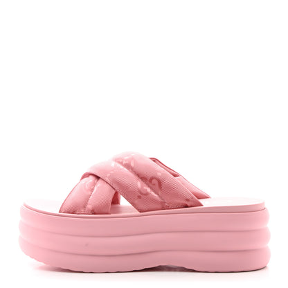 Gucci GG Nylon Platform Slide Sandals 39 Hopeful Pink 1 of 10