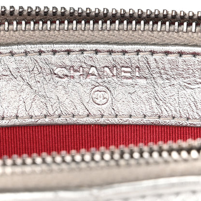 Chanel Metallic Lambskin Calfskin Quilted Small Gabrielle Clutch With Chain Silver 6 of 10