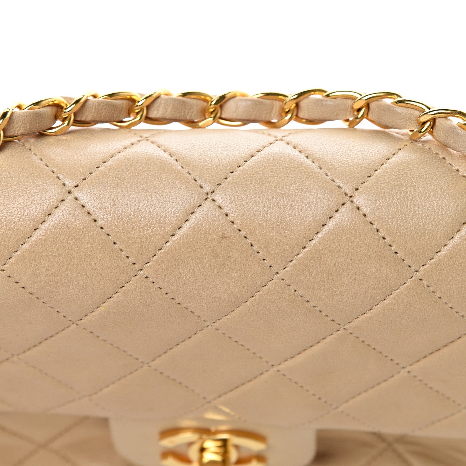 Chanel Lambskin Quilted Small Double Flap Beige 14 of 15