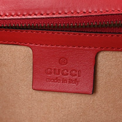 Gucci Calfskin Bamboo Trapuntata Queen Margaret Top Handle Bag Mystic White Hibiscus Red 6 of 9
