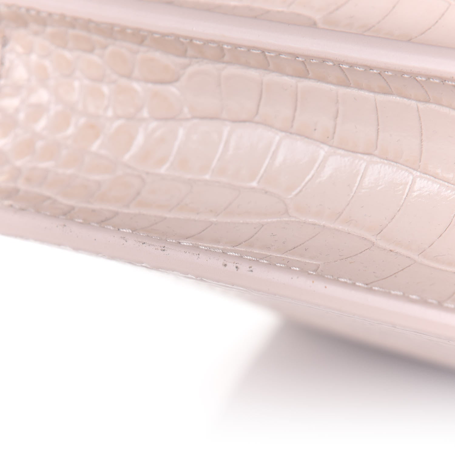 Saint Laurent Calfskin Crocodile Embossed Medium Monogram Sunset Washed Light Pink 10 of 12