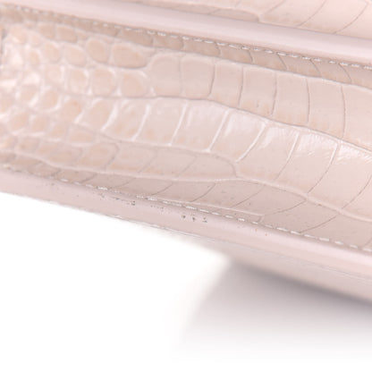 Saint Laurent Calfskin Crocodile Embossed Medium Monogram Sunset Washed Light Pink 10 of 12