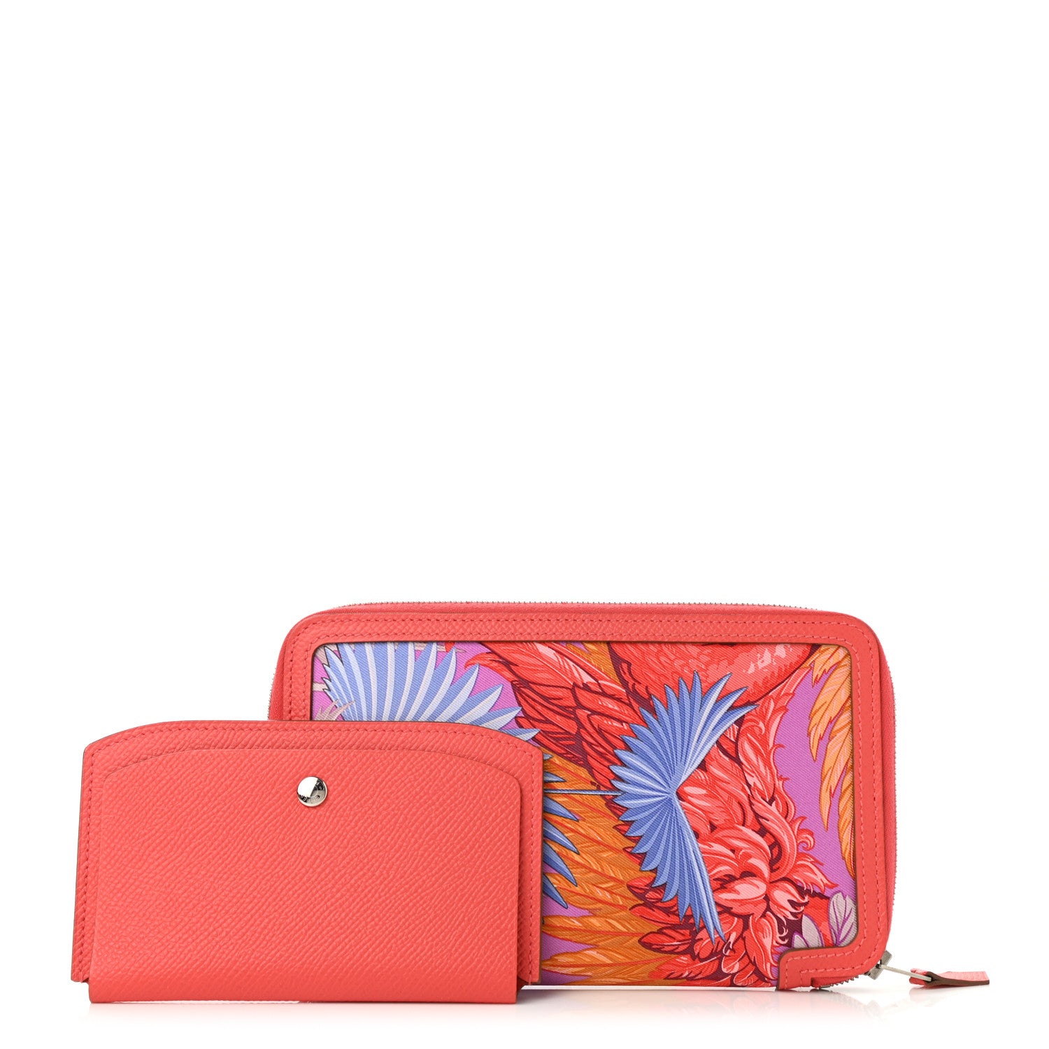 Hermes Epsom Printed Silk Flamingo Party Soie-Cool Wallet Rose Jaipur 1 of 9